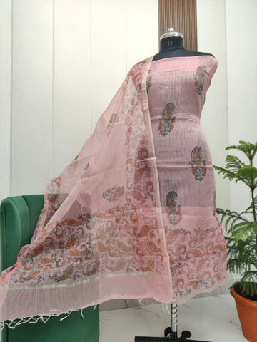 Premium Kota Doria Hand Block Print Unstitch Dress Material