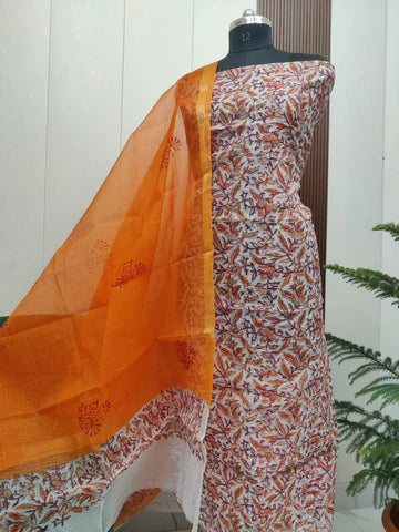 Premium Kota Doria Hand Block Print Unstitch Dress Material