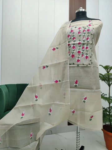 Premium Kota Doria Hand Brush Paint Unstitch Dress Material