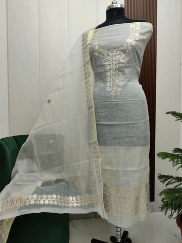 Premium Kota Doria Gotta Patti Unstitched Dress Material