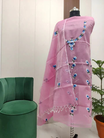 Kota Doria Looms - Brush Paint Dress Material