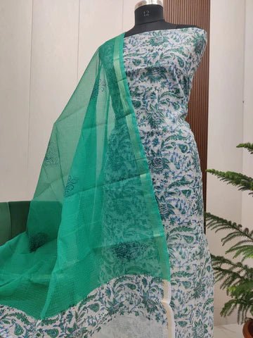 Premium Kota Doria Hand Block Print Unstitch Dress Material