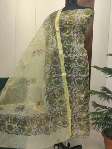Premium Kota Doria Hand Block Print Unstitch Dress Material