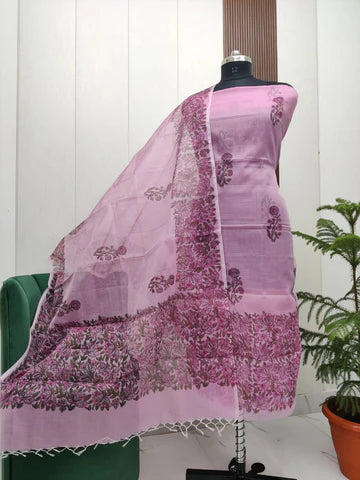 Premium Kota Doria Hand Block Print Unstitch Dress Material