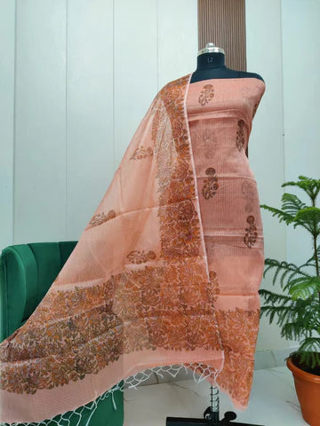 Premium Kota Doria Hand Block Print Unstitch Dress Material
