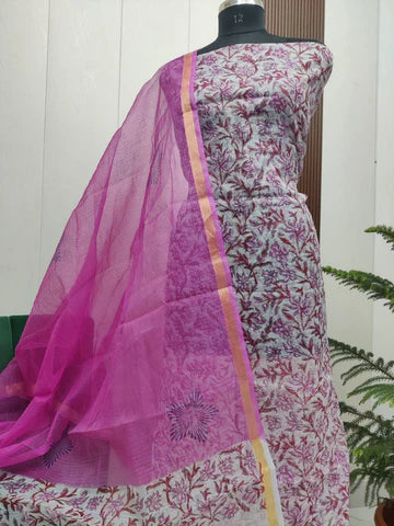 Premium Kota Doria Hand Block Print Unstitch Dress Material