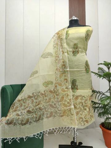 Premium Kota Doria Hand Block Print Unstitch Dress Material