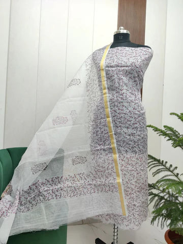 Premium Kota Doria Hand Block Print Unstitch Dress Material