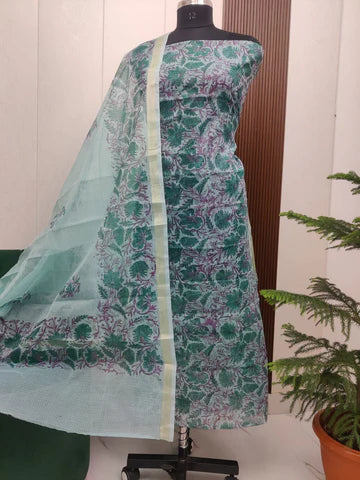 Premium Kota Doria Hand Block Print Unstitch Dress Material