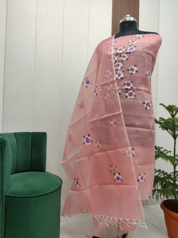 Premium Kota Doria Hand Brush Paint Unstitch Dress Material