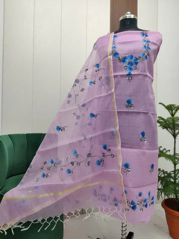 Premium Kota Doria Hand Brush Paint Unstitch Dress Material