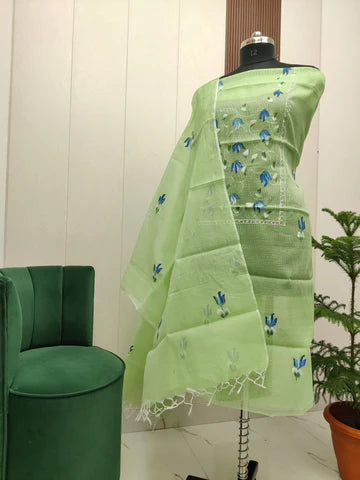 Premium Kota Doria Hand Brush Paint Unstitch Dress Material