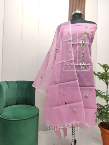 Premium Kota Doria Hand Brush Paint Unstitch Dress Material