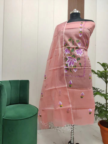 Premium Kota Doria Hand Brush Paint Unstitch Dress Material