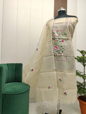 Premium Kota Doria Hand Brush Paint Unstitch Dress Material