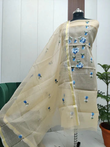 Premium Kota Doria Hand Brush Paint Unstitch Dress Material