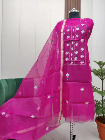 Premium Kota Doria Hand Brush Paint Unstitch Dress Material