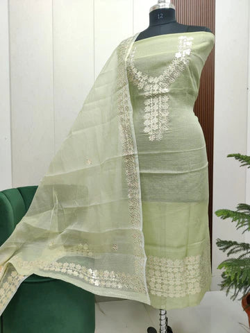 Premium Kota Doria Gotta Patti Unstitched Dress Material