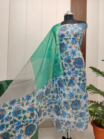 Premium Kota Doria Screen Printed Unstitched Suit Material